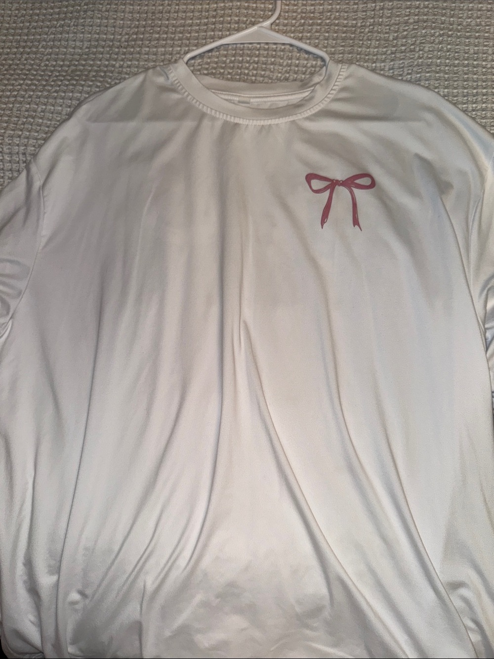 White Tee with Pink Bow Graphic